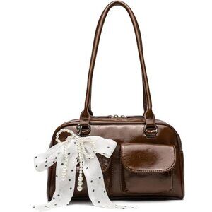Shoulder Purses Bag Women Trendy - PU Leather Brown
